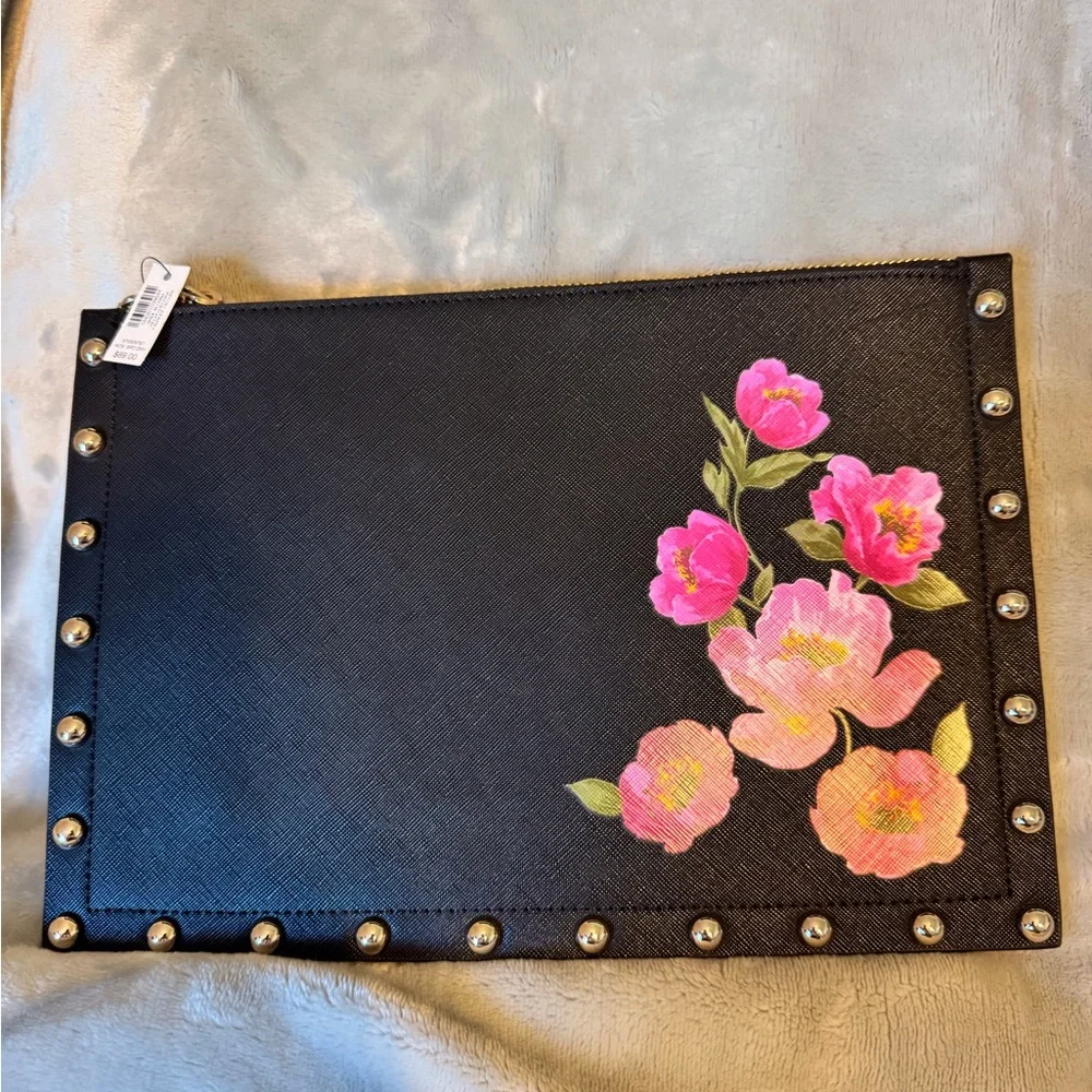 White House Black Market Black Floral Clutch - Picture 1 of 6